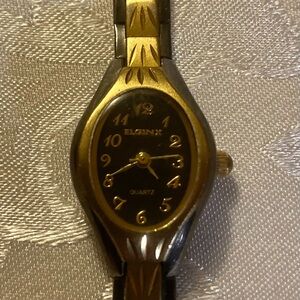 Elgin II Watch, Women’s Black And Gold-tone, 18mm, Oval Dial